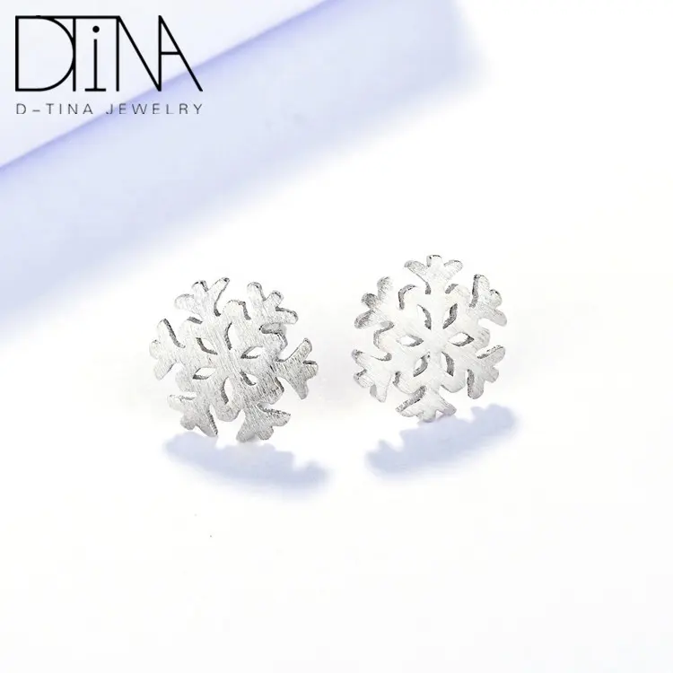 DTINA 925 Silver Stud Earrings Snowflake Fashion Simple Earrings