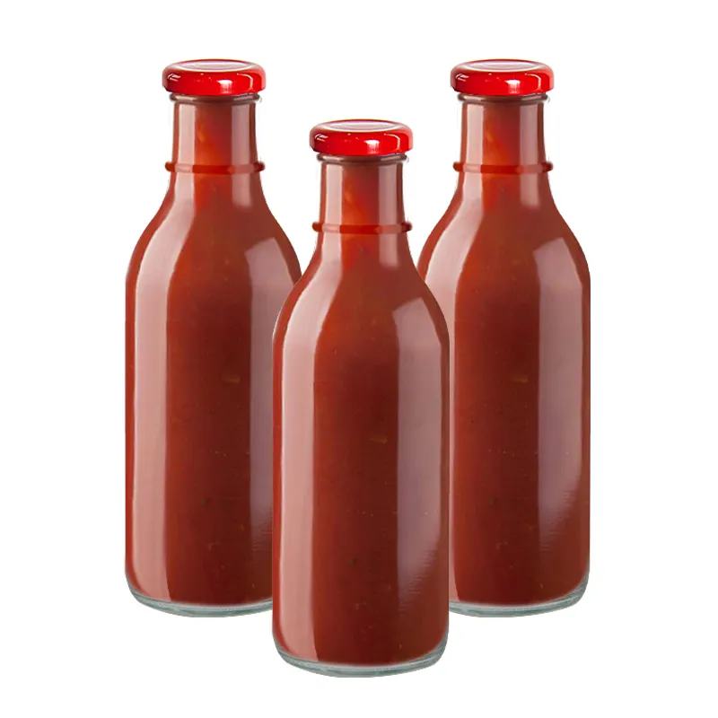 250ml 8oz 350ml 12oz chiaro vuoto salsa di peperoncino Bbq olio condimento bottiglie di vetro di imballaggio alimentare con coperchi