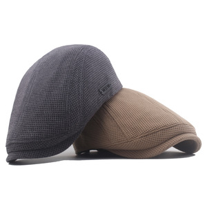 卸売春秋冬暖かいニットキャップベレー帽フラットトップアイビーハット男性用 - Product Image 2