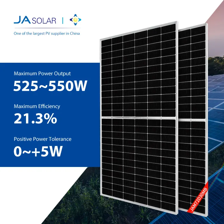 JA 태양 Panneaux Solaires Bifaces 525w 530w 535w 540w 545w 550 w Bifacial 모노 이중 유리 모듈 태양 전지 패널