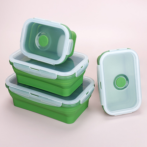 Juego de vajilla de silicona sin BPA, fiambrera Bento plegable y apilable, contenedor de almacenamiento de alimentos plegable, paquete de 4 - Product Image 1