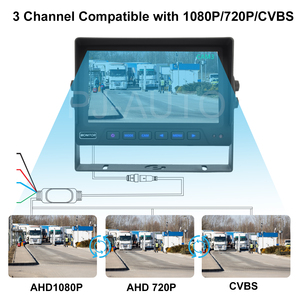 PJAUTO-Monitor resistente de 7 pulgadas IPS AHD, monitor de vehículo de respaldo de 2 y 3 vías para camión, furgoneta, autobús, caravana - Product Image 3