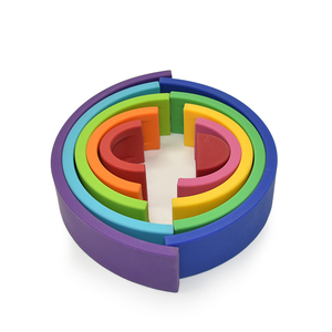 New Design Wooden <strong>Rainbow</strong> Stacker Nesting Puzzle <strong>Rainbows</strong> and Building Blocks Educational Toys for Kids Baby Toddlers - Product Image 4