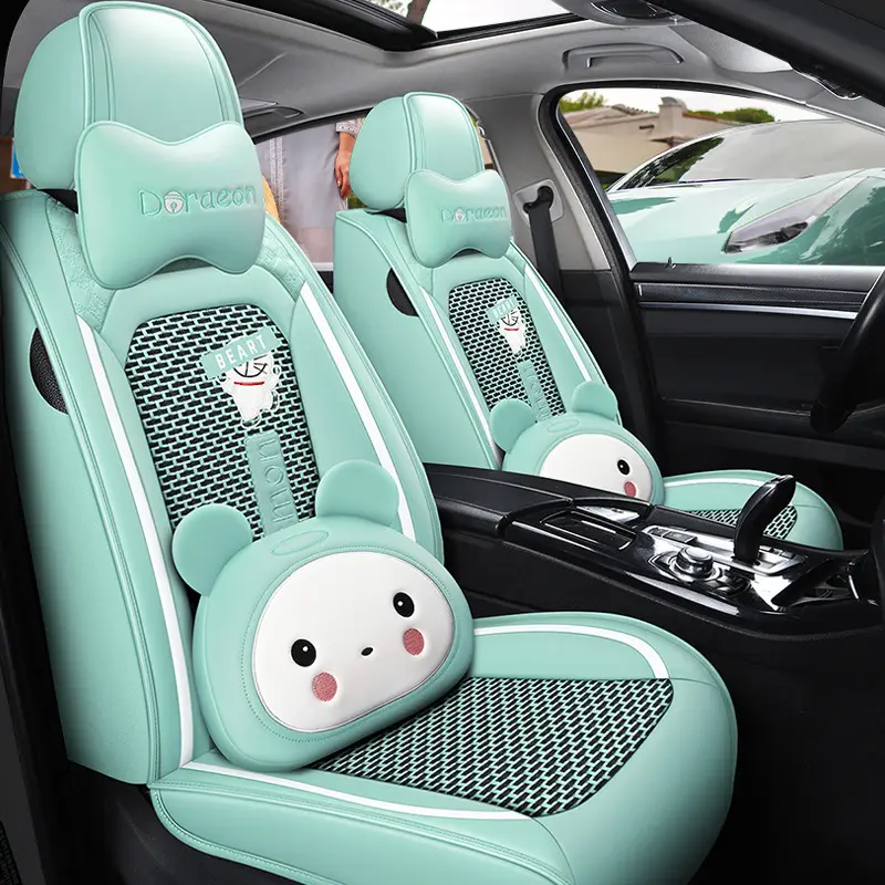 Capas para assento de carro, capas originais de couro com desenho animado para assento de carro, capa universal, almofada