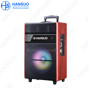 HANSUO HS-TS15D5 15インチ80W Equipos De Sonidoポータブル屋外パワフル木製カラオケトロリースピーカーホームシネマPartybox