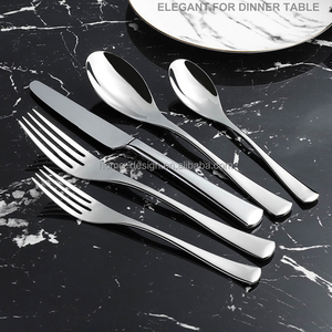 <strong>Flatware</strong> Reusable Cutlery Sets <strong>Square</strong> <strong>Handle</strong> Luxury High Quality Silver Gold Black Stainless Steel Fork - Product Image 1