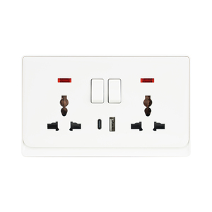 ABUK Panel de PC blanco de fábrica, 3 pines, Universal, multifunción, 2 entradas, 2 vías, tomas de corriente duales para el hogar, luz eléctrica, interruptor de pared