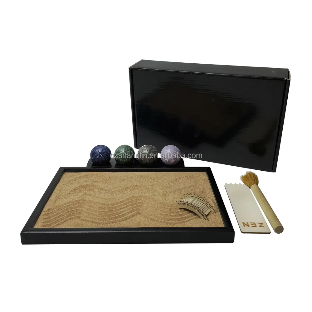 Miniesferas de resina Zen para decoración del hogar, Kit de bolas de resina con soporte esférico, Zen, regalo de meditación, decoración japonesa para el hogar