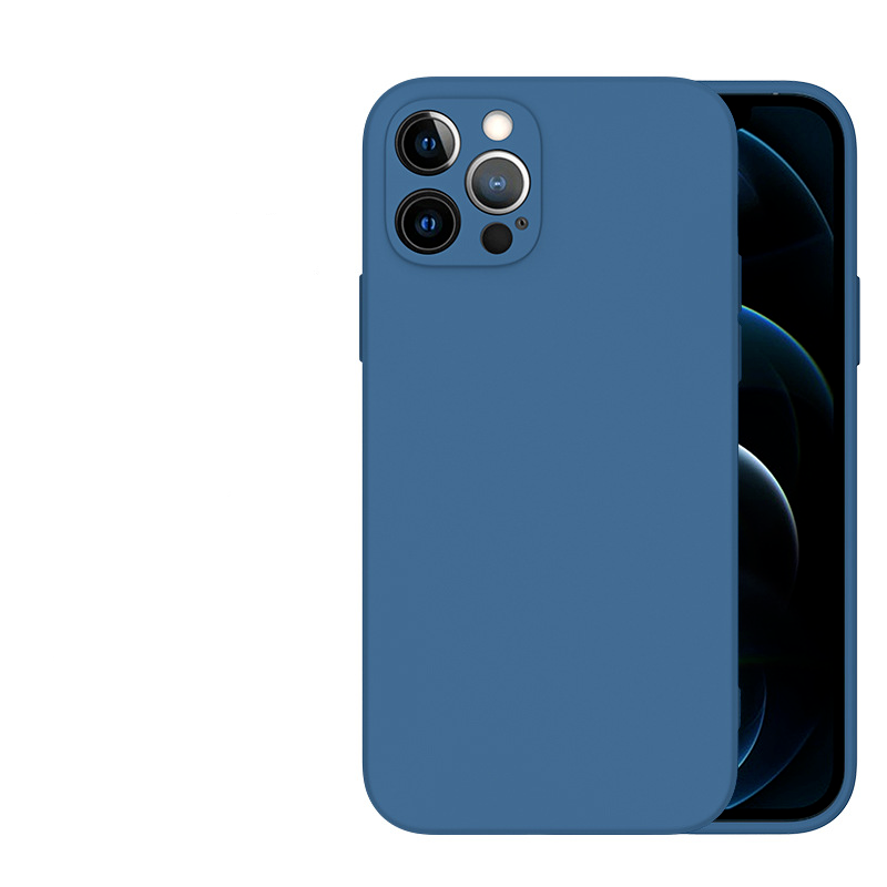 Estuche líquido de borde plano azul, modelo de lente de cobertura total