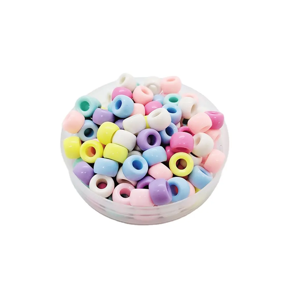 Wholesale 500g/bag 6*9mm Pony Beads Rainbow Color Large Hole Acrylic Beads for DIY Jewelry Bracelet Necklace Making