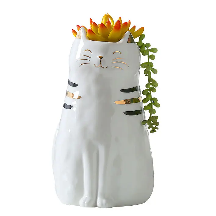 Домашний декор, глянцевая гладкая ваза с изображением животного, кота, лица, керамическая ваза, садовый цветочный керамический горшок, суккуленты, керамические горшки для растений