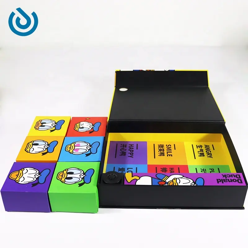 Grosir kustom lucu dengan flanel Donal Bebek warna-warni bentuk kotak kartu dapat bermain musik magnetik buku jenis hadiah kue bulan