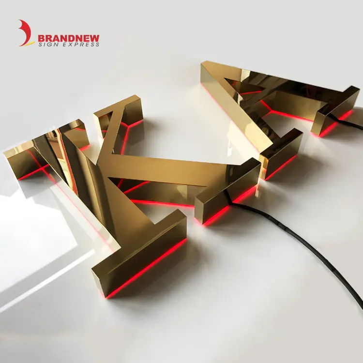 BRANDNEWSIGN Manufacturer Customised Stainless Steel 3D Metal Logo Signs Alphabet Gold Store Letters For Decoration