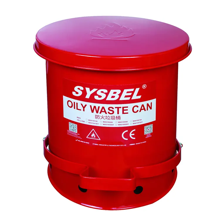 SYSBEL OSHA Standard 21 Gal 79.5 L Fireproof Red Disposing of Oily Trash Container Oily Waste Can