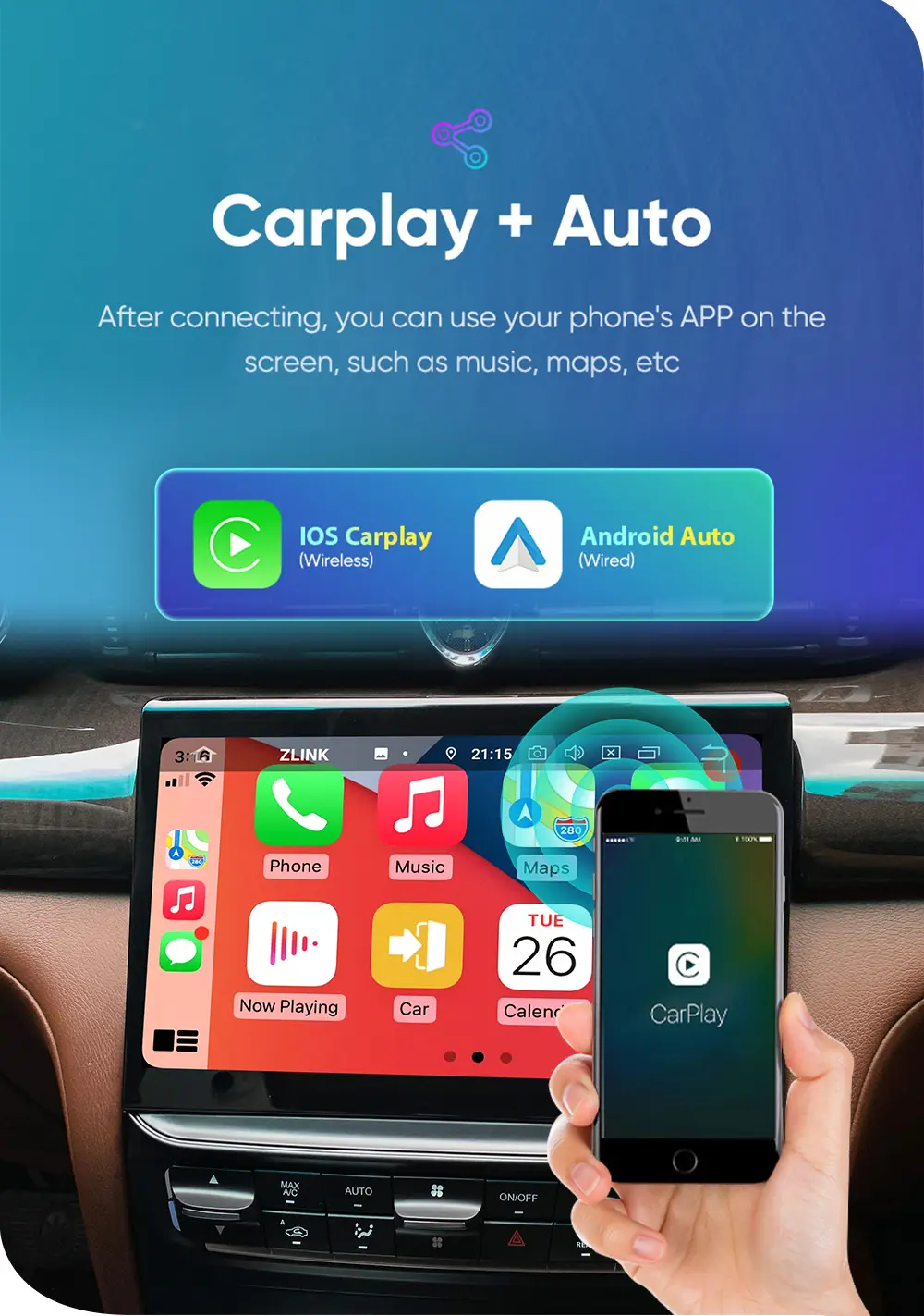 Автомагнитола 10,26 "Android 13 для Maserati Quattroporte 2013-2017 GPS Навигация стерео DSP Carplay головное устройство