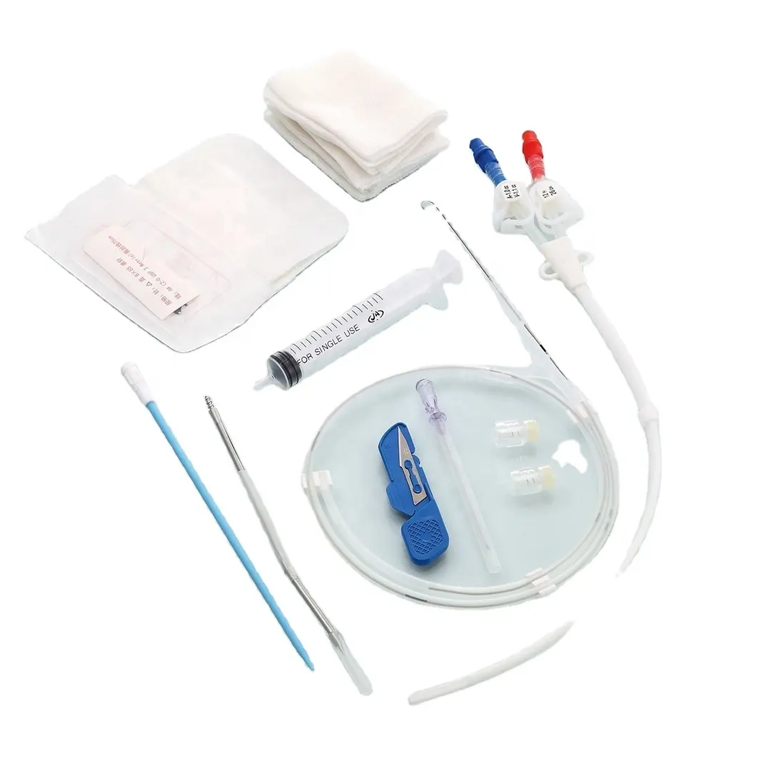 Kit de cateter médico descartável, conjunto de cateter hemodisis de longo prazo do sangue do ce iso consumível clínico