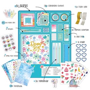 Diyスクラップブックキットジャーナルステッカー日記ノートブックペンセット女の子向けギフト年齢8Yアートハンドクラフトプランナーアルバムジャーナル