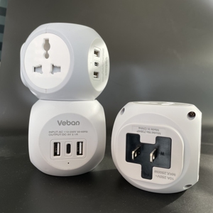 New Cheap <strong>Multi</strong> Plug 4 <strong>Socket</strong> <strong>with</strong> <strong>USB</strong> C Ports Universal Extension Cube Adapter Chargers - Product Image 1