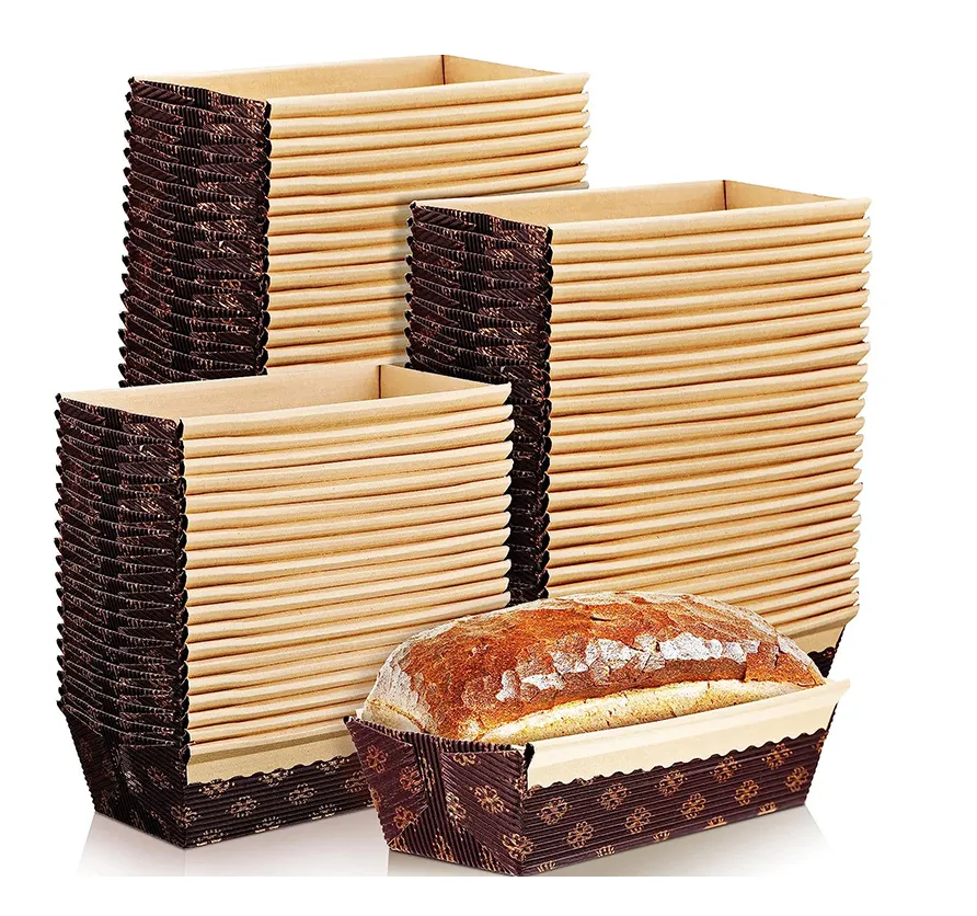 Venta al por mayor de papel artesanal cuadrado para hornear pastel pan corrugado reciclable pastelería rectángulo moldes