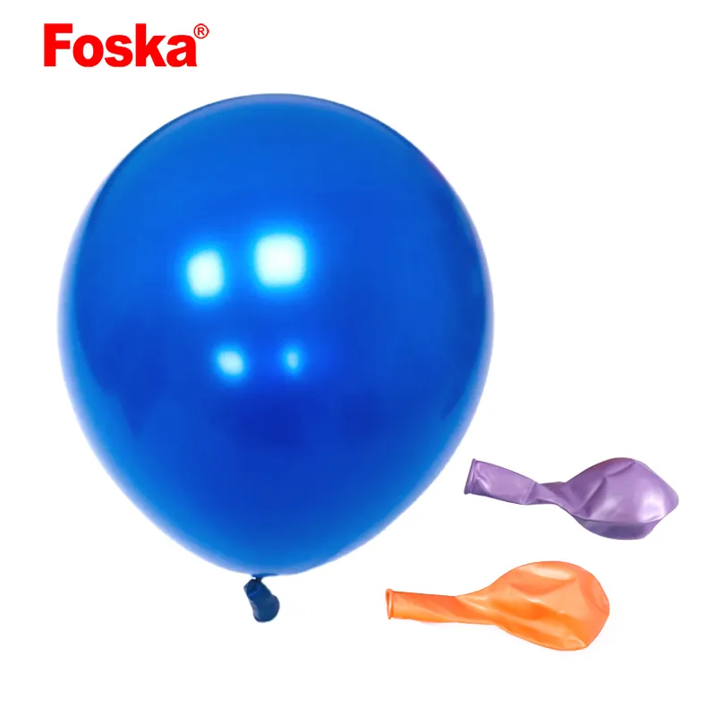 FOSKA Balão de látex natural metálico grosso cromo hélio 12" para decoração de festas por atacado