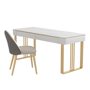 Nordic Luxury Rock Board Desk Chair Combination Simple Modern Design for Small Apartment Office <strong>Building</strong> Metal <strong>Computer</strong> Study - Product Image 5