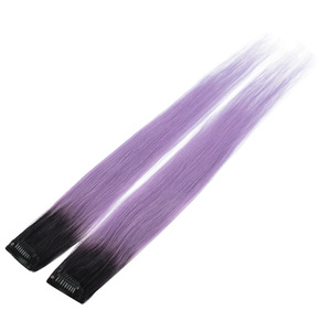Ombre Two Tone Red Purple Clip in <strong>One</strong> Pieces <strong>Human</strong> Hair Extensions Colorful Clip in Remy Hair Extensions - Product Image 2