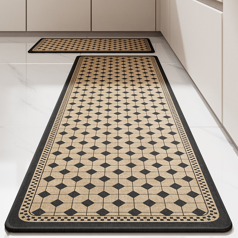 Tapis de cuisine en lin imprimé - motif losanges