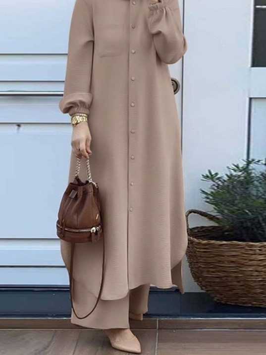 Camel color two-piece set