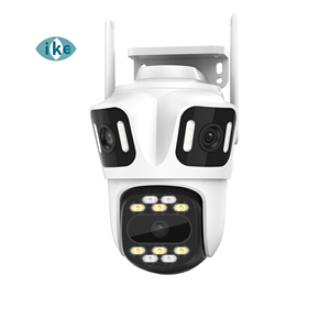 ICSEE 4K 8MP户外IP摄像机Wifi 3镜头三屏安全PTZ摄像机自动跟踪视频网络闭路电视摄像机白色 - Product Image 1