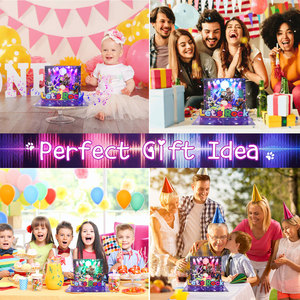Carte d'anniversaire musicale chat de roche 3D Pop up musique et lumière décoration joyeux anniversaire carte-cadeau de voeux pour ami animal de compagnie US en stock - Product Image 4