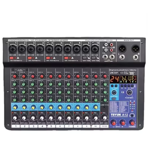 TEYUN Professional Portable <strong>12</strong>-Channel <strong>Audio</strong> Mixer Digital MP3 Sound Table Board with 48v Power and Computer <strong>Input</strong> - Product Image 1