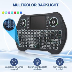 EASYTONE Mini teclado inalámbrico retroiluminado Touchpad Mouse Combo Control remoto Batería de iones de litio recargable Color mecánico