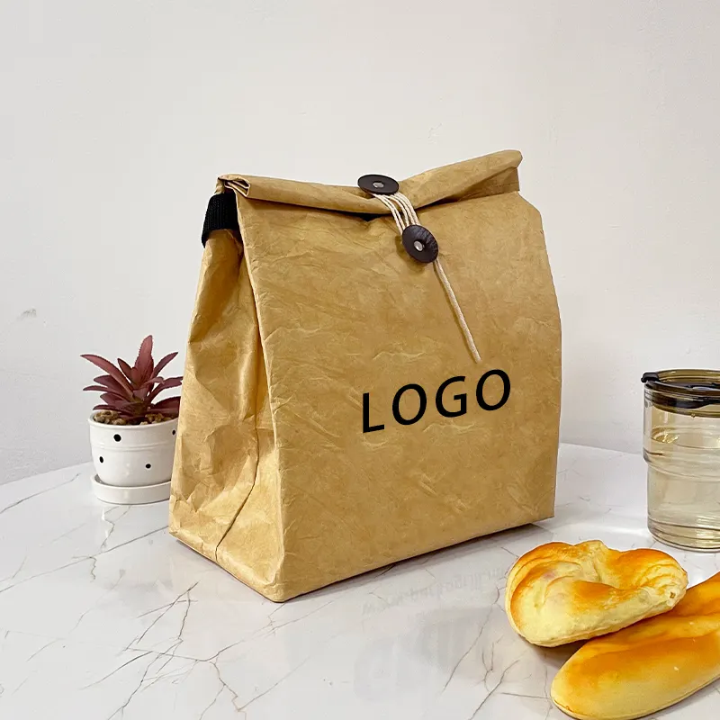 2024 borsa di lusso promozionale biodegradabile riutilizzabile impermeabile alla moda in pelle di carta Kraft Tyvek riutilizzabile