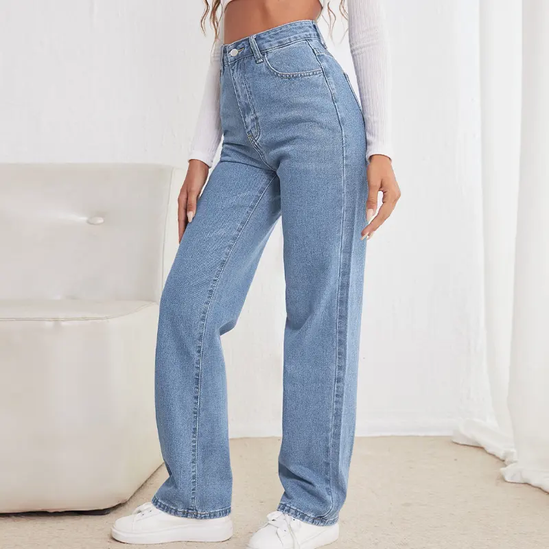 גבוהה מותן ג 'ינס מכנסיים בתוספת גודל ג' ינס החבר ג 'ינס אמא בבאגי נשים של ג' ינס 2023 Custom רחב רגל Loose מרכך סרוג Soild