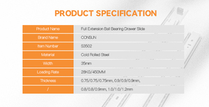 Voll auszug Kugellager Hardware Möbel Schublade Kanal Folien Küchen schrank Teleskop Unterbau Schubladen führungen - Product Image 5