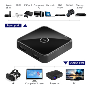 Alta velocidad HDMI 2,0 4K x 2K Hdmi Switch 1x2 Funcionamiento bidireccional y conexión 2 entradas 1 salida Hdmi Switch