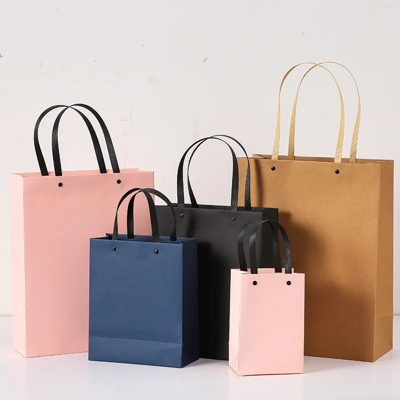 Custom Logo Luxury Pink Boutique Packaging Bag Grocery Shopping Paper Bags With Handle For Hair Extensions Perfume Clothes