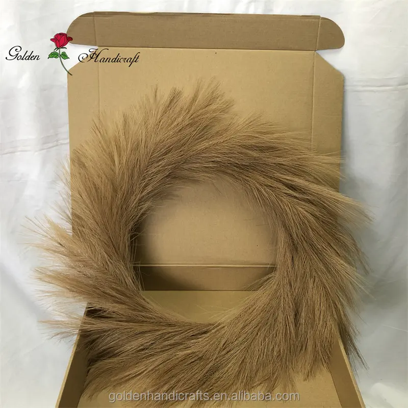 QSLH-525 Table Centerpiece Fluffy Christmas Pampas Grass Wreaths Large Faux Brown Front Door 50 Cm Hanging Pampas Grass Garland