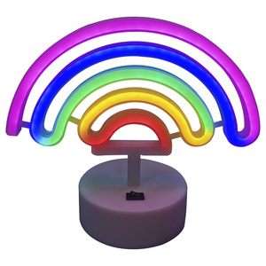 1pc Rainbow <strong>LED</strong> Neon Sign USB &amp; Battery Powered Novelty Night Light with 2 Hooks for Bedroom Kids Room Party and Home Decoration - Product Image 5