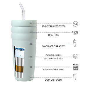 Everich ODM tasarım sıcak satıcı 20oz 26oz çift duvarlı paslanmaz çelik yalıtımlı kupa kahve pipetli bardak - Product Image 4