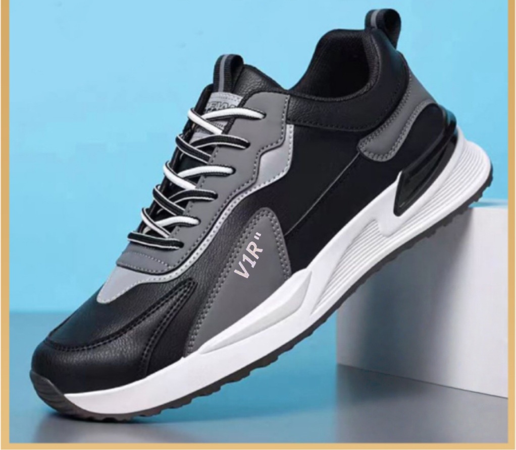 Black leather upper