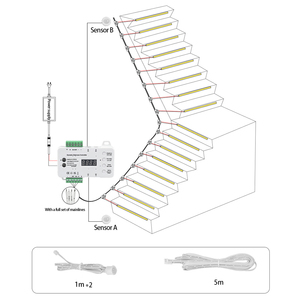 Easy Install Dynamic Staircase Controller <strong>LCD</strong> Digital <strong>Display</strong> 2 PIR <strong>Motion</strong> <strong>Sensor</strong> Stair Light Controller for 16 Steps DC 12V 24V - Product Image 3
