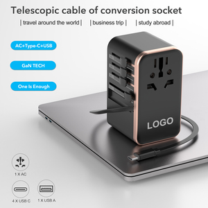 Adattatore da viaggio 70W con cavo di uscita retrattile di tipo C, adattatore da viaggio universale, più porte di uscita USB e Type-C - Product Image 3