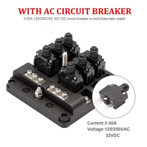 LEDインジケータ付き防水6ウェイ回路ブレーカーボックス、32V DC、車、マリン、バス用のマイナス端子 & プッシュリセット-15Aヒューズ - Product Image 4