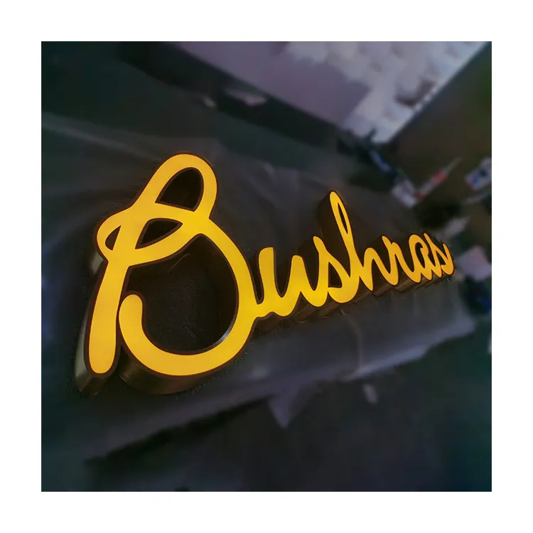 Letras iluminadas douradas personalizadas, letras 3d, luzes de led, logotipo de parede, letras de ensinamento, letras en