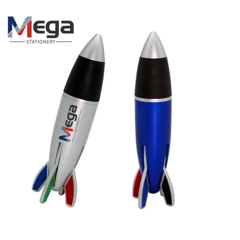 Penjualan laris pabrik penawaran langsung penawaran khusus Logo kustom bentuk roket multi-fungsi pena bola roket