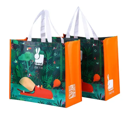 Bolsas de compras reutilizables, bolsa ecológica no tejida laminada, bolsa tejida Rpet Pp con logotipo personalizado