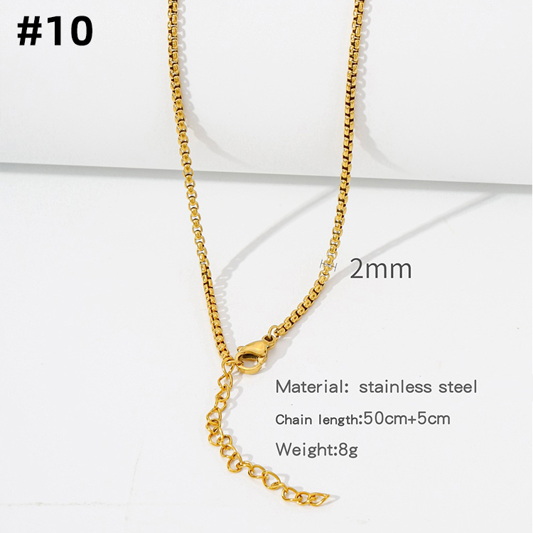 10. Square Pearl Chain-2mm-Gold