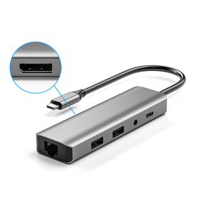 DisplayPort akışı ile USB-C Hub 6-in-1, 100M Ethernet LAN, 3.5 ses AUX, PD100W şarj, stokta 2 * USB portu tip-c Hub - Product Image 1