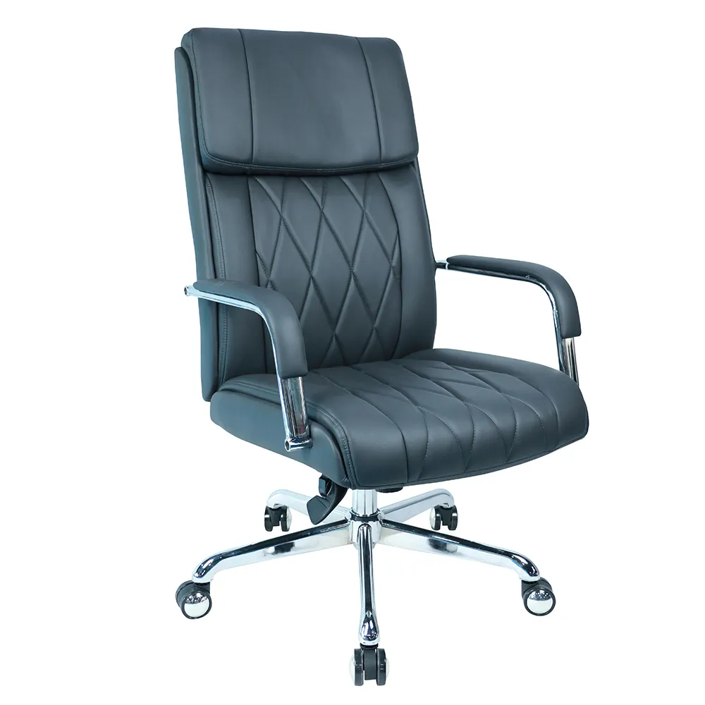Silla ejecutiva cómoda de diseño clásico, sillón de oficina de cuero con espalda alta giratoria
